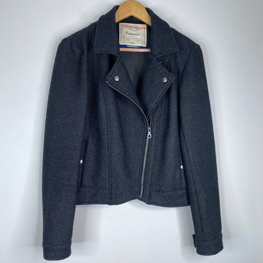 Anthropologie Moto Jacket 12 Cartonnier Blazer Wool Biker Baddie Hipster Indie